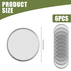 6PCS Mason-Jar Sprouting Lids with 82mm Sprouting Screens for Sprouting - 304 Stainless Steel Mesh Lid for Mason-Jar for Alfalfa, Broccoli, Lentils (Mason-Jar Mesh Lid Screens Only)