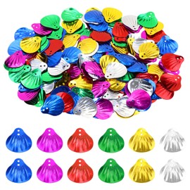 Penta Angel Christmas Sequins Confetti 30g Assorted Color & Style Plastic Spangles Beads Gold Foil Iron Slice Confetti Embroidery Craft for Wedding Christmas Clothes Jewelry Making (Sea Shell)