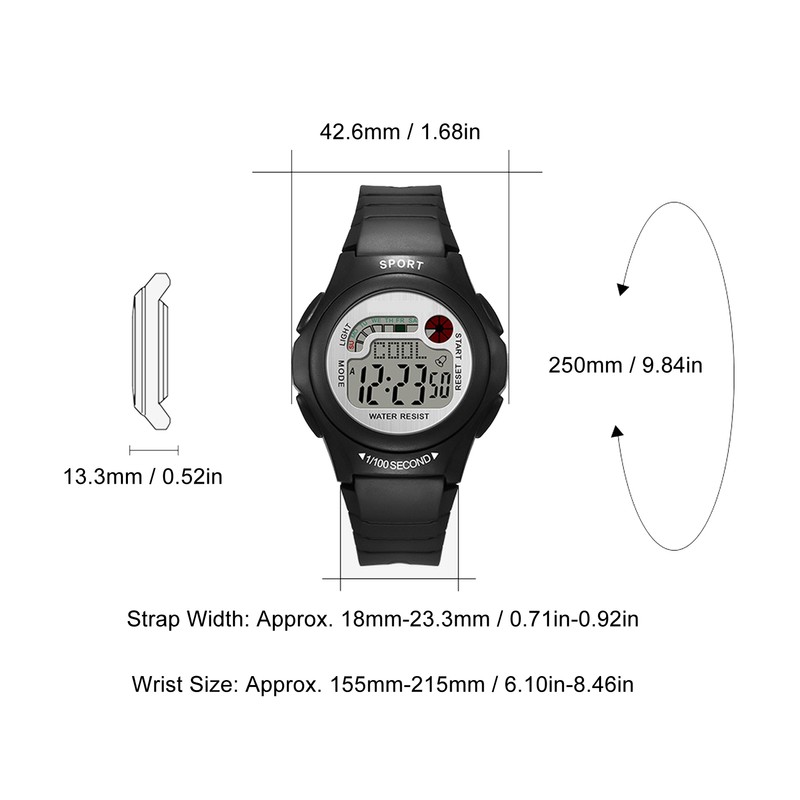 Women Men Digital Waterproof Sports Watch Surfing Watch Multifunctional Watch
