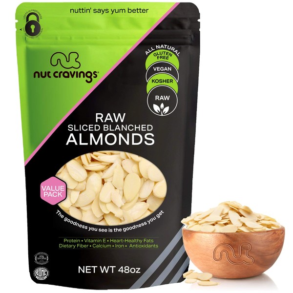 Blanched Sliced Almonds - Raw, Superior to Organic (48oz -