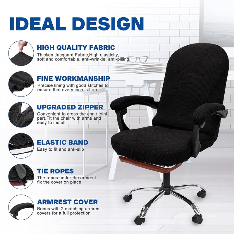 NeColorLife Office Chair Cover with Armrest Covers Stretchable Desk Chair
