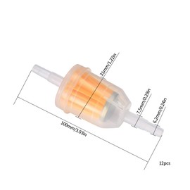 Vwoqiy 12 Pieces Gas Inline Fuel Filters, Universal Motorcycle Petrol Inline Filter, Filtration Speed Quick Fuel Filter for 6-8mm Motorbike, Scooter, Generator, Lawnmower Machines, Auto (Yellow 12)