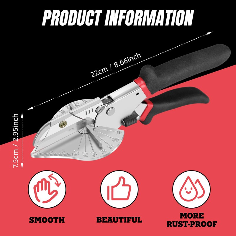 Yoofullki Miter Shear & Cutting Tool - 45-135° Adjustable Angle