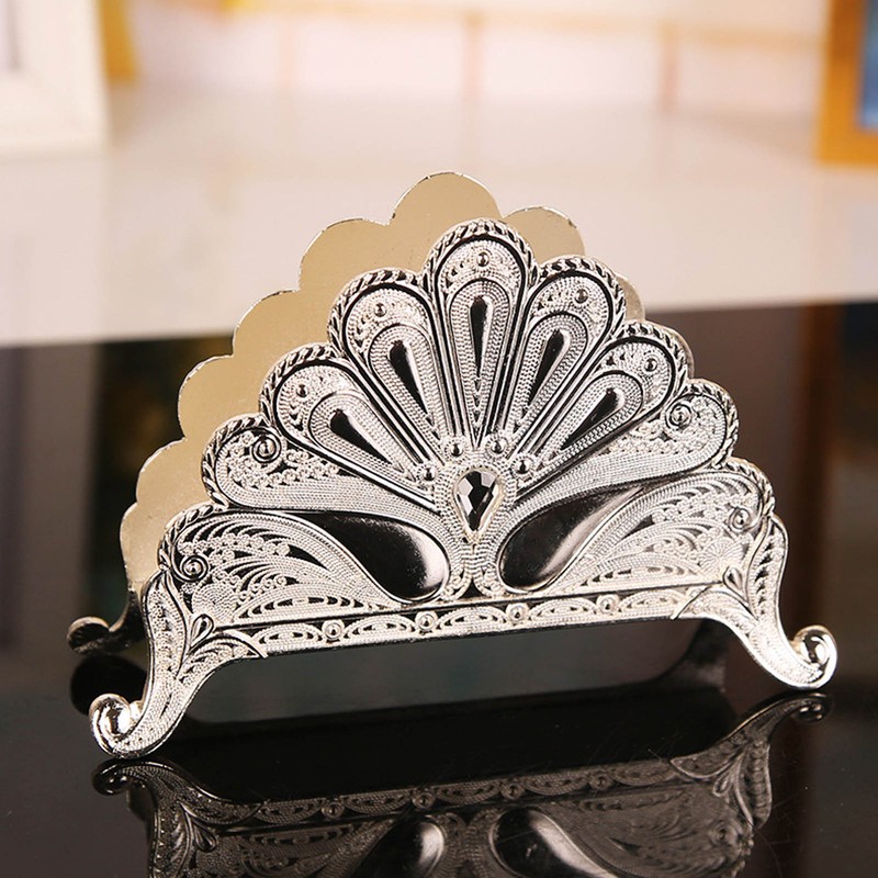 Napkin Holder Classical Metal Peacock Embossed European Style Table Tissue