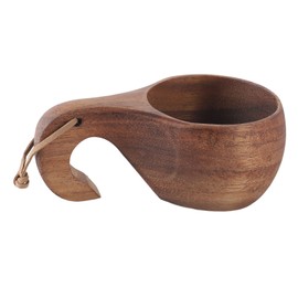 Wooden Coffee Cup with Handle Comfortable Grip Rustic Decorative Milk Cup for Home Dorm Office