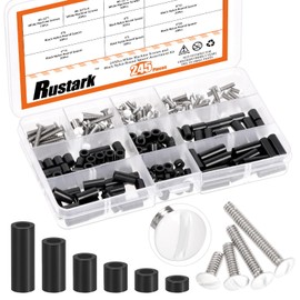 Rustark Wall Plate Screws Electrical Outlet Screws Spacers Assortment Kit White Machine Screws Device Mounting Screws (245Pcs White Slotted Outlet Screws Set)