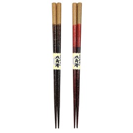 Couple Chopsticks Galaxy Brown Red Octagonal Design Paulownia Box with Wrapping for Wedding Anniversary Present Gift Parents (Paulownia Box Design 1)