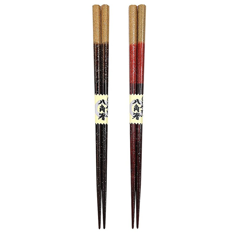 Couple Chopsticks Galaxy Brown Red Octagonal Design Paulownia Box with