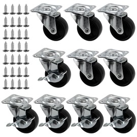 SEUNMUK 10 Pack 40mm Swivel Castors, Heavy Duty Caster Wheels for Moving, Furniture Castors with Screws Trolley Wheels for for Furniture, Equipment, Maximum Weight Per Unit 20Kg