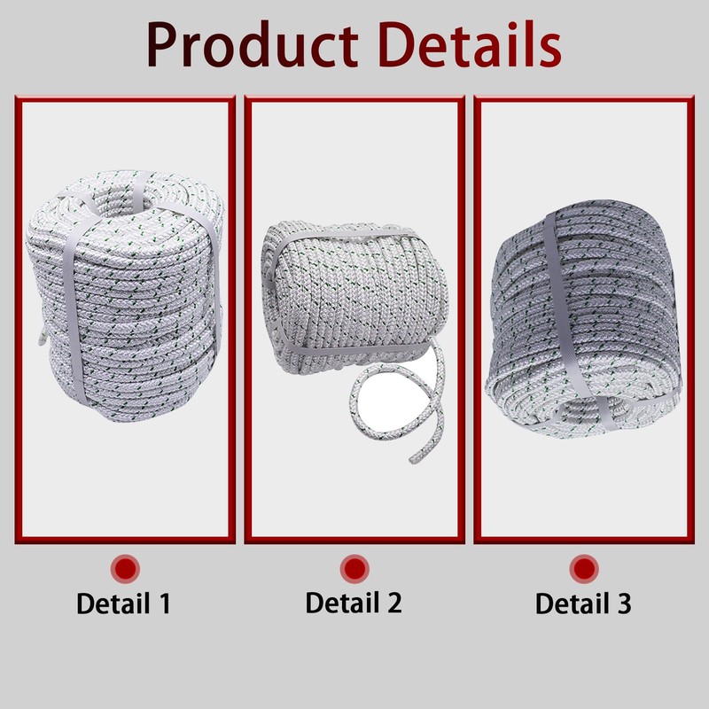 findmall 3/8 Inch x 200 Feet Double Braid Polyester Rope