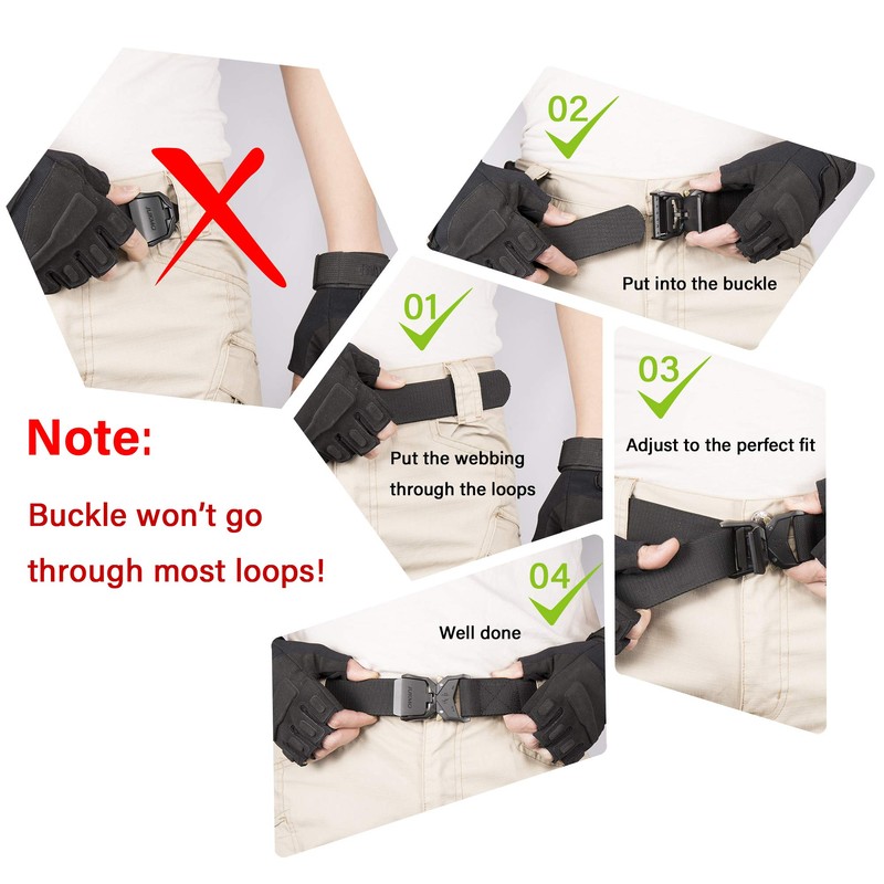 JUKMO Tactical Belt, Military Hiking Rigger 1.5" Nylon Web Work