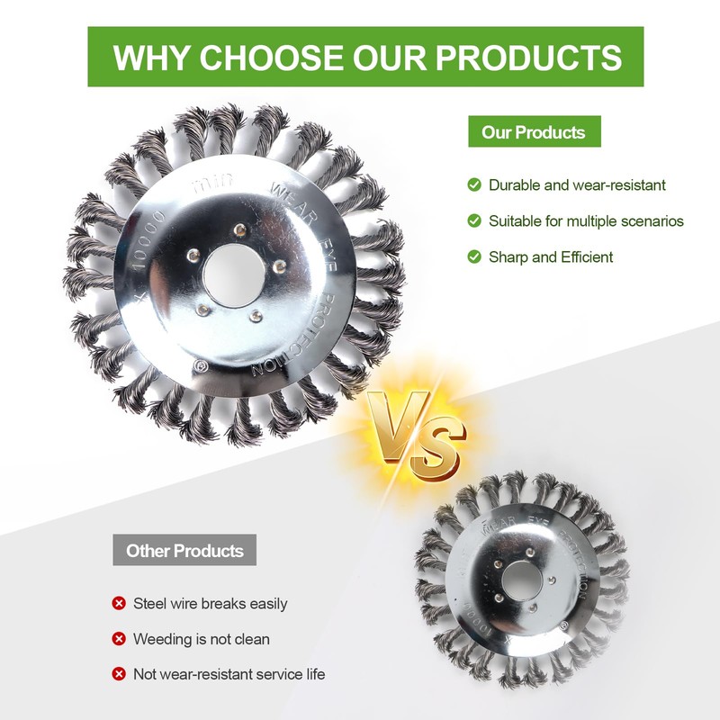 Professional Weed Brush for Brush Cutter, Replacement Weed Brush with