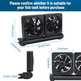 Liveek Aquarium Fan 2 3 4 Heads, Aquarium Chillers Cooling Fan Adjustable Fish Tank Cooling Fan with 2 Wind Speed Fan for Water Tank, Aquarium Tank Chiller (2 Head)