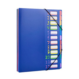 Document Folder A4 Expanding Folder with 12 Compartments Organiser Folder Waterproof Sorting Folder with Elastic Band File Folder Portable File Folder Colourful Document Organiser for Work Office