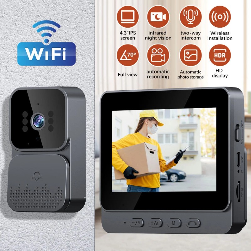Unbranded 4.3" IPS Screen Smart Wireless WiFi Doorbell Intercom Video