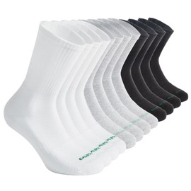 CALZITALY PACK 2-3-4 PAIRS Cushioned Crew Socks, Workout Training Walking Tennis Padel Gym Trekking Hiking Socks, Breathable Cotton Socks |MADE IN ITALY (5.5-8, 6 without Stripes - ASS)