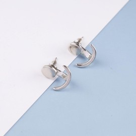 Allereya Vintage Moon Phase Ear Jacket Earrings Crescent Moon Earrings Silver Coin Disc Stud Earrings minimal geometric earrings Jewelry for Women and Girls (Silver)