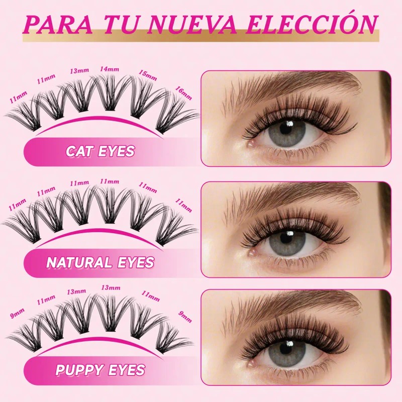 Kit Pestañas Volumen 40d 50d Nycaar Con Pegamento Diy