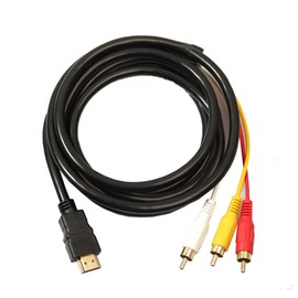 Parishop Gold Plated HDMI A/M TO RCA3 Converter Cable for Desktop Computer Component Male TV Video Terminal 1.5m