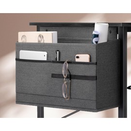 KKL Small Desk with Power Outlets and USB Port Computer Desk for Home Office Gaming Simple Modern Style Writing Desks with Storage Bag Headphone Hook, 48 inch, Black