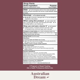 Australian Dream- “Crema Alivio del Dolor Artritis Crema Alivio del Dolor Calmante, No Grasienta Potente Artritis Tópica