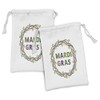 Ambesonne Mardi Gras Fabric Pouch Set of 2, Vivid Beads