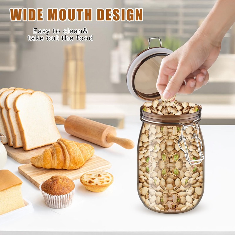 2 Pcs PET Plastic Storage Jar with Clamp Lid Empty