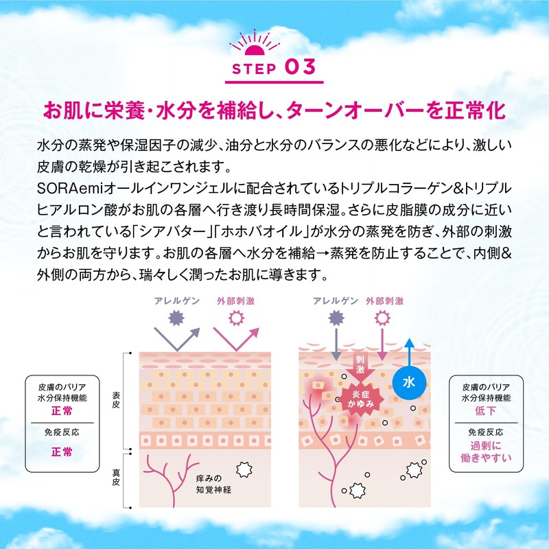 SORAemi All-in-One Gel UV Damage Protection, Moisturizing, Skin Barrier Care,