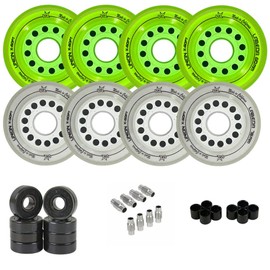 Labeda Union Roller Hockey Wheels + Hybrid Ceramic Bearings Hilo X-Soft - 76mm White / 80mm Green