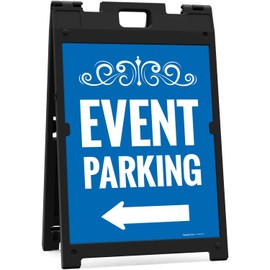 Event Parking With Left Arrow Sidewalk Sign Kit, 18x24 Inches, With A Frame Stand, Made in USA