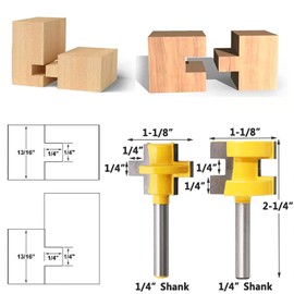 Bestgle 2Pcs 1/4 Inch Shank Matched Tongue Groove Router Bit Set Woodworking Cutter Tool