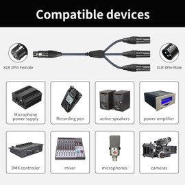 HUALEU 5FT XLR 1 Female to 3 Male Y Splitter Cable,3 Way XLR Splitter Balance 1 Female to 3 Male Audio Cable for Mixer Microphone-One Microphone Connects 3 interfaces 1 Pack