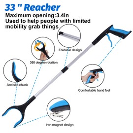 6 in 1 Hip Kit, Suitable for Elderly or Knee Back Surgery Patients, Hip Replacement Recovery Kit, Foldable Reacher, Shoe HornDressing Stick, Sock Aids, Long Leg Lifter, Back Scratcher, Loofah Brush