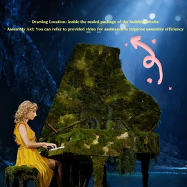 GARBODIY Music Lovers Gifts Moss Piano Diorama DIY Kit Wooden Puzzle Music Box with Lights for Singer Fans Taylo Folklorian Inspired Craft Project 1 Pack
