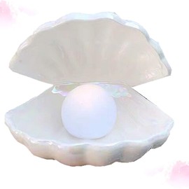 Homoyoyo Shells Pearl in Shell Light, Clamshell Night Light Mood Night Lamp Portable Shell Pearl Light LED Lamp for Bedroom Living Room, Garden, Camping, Birthday Party Dance (White) Mood Light