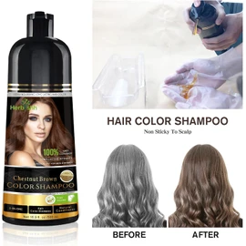 Herbishh Pack of 5 Hair Color Shampoo for Gray Hair – Natural Hair Dye Shampoo – Colors Hair in Minutes – Long Lasting–500 Ml – 3-In-1 Hair Color – Ammonia-Free (Chestnut Brown)