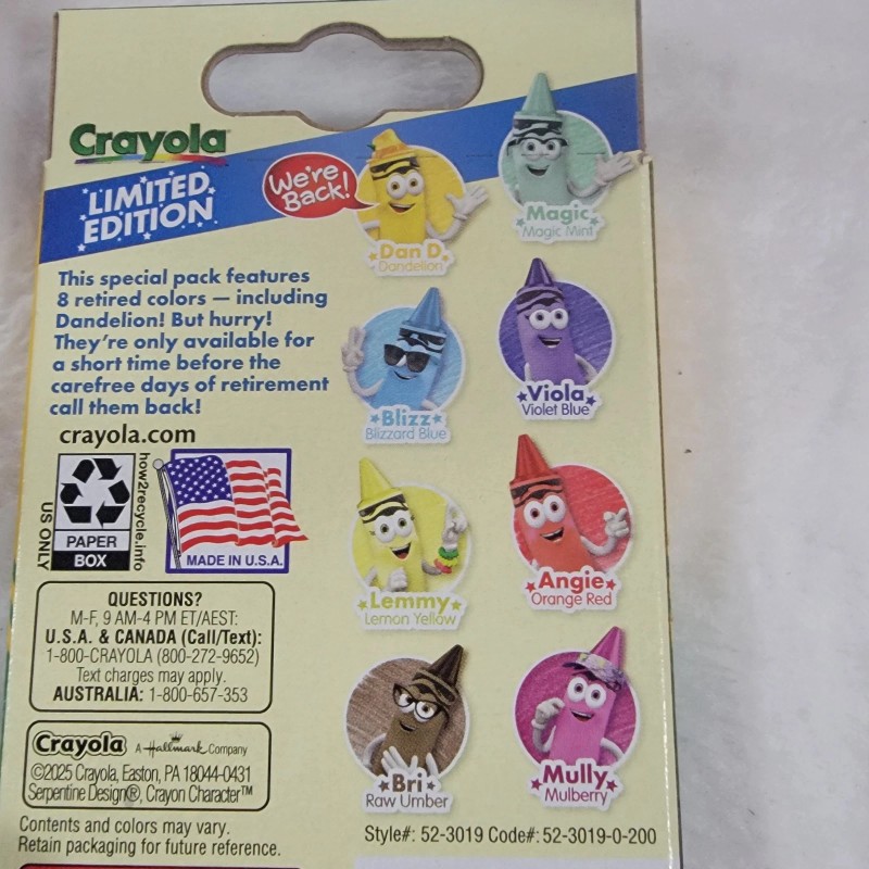 Crayola Crayons Limited Edition With 8 Retired Colors 2025 Dandelion