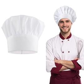 JEOPKO 1 Pcs Chef Hat Pizza Hat Catering Hats Adjustable Elastic Kitchen Cooking Chef Hats White Baker Hat Cooking Cap for Men Women (White Chefs Hat) M-L