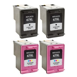 SuppliesMAX Remanufactured Replacement for HP Deskjet 2724/2725/2755e/4140/4155/Envy 6020/6030/6052/6075/6455/6475 High Yield Inkjet Combo Pack (2-Black/2-Color) (NO. 67XL) (3YM56AE_2PK/3YM55AE_2PKMP)