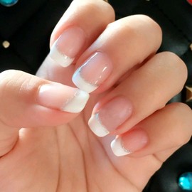 Jovono Nude Pink French False Nails Medium Press On Nails Bellarina Acrylic Glue On Nails for Women Girls (24 Pieces)