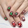 Christmas Press on Nails Medium Square Fake Nails with Snowflake