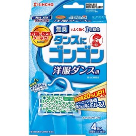 Tansu Ni Gongon Clothes Insect Repellent, For Wardrobes, Pack of 4, Odorless (1 Year Repellent, Insect Repellent, Mildew, Dust Mites)