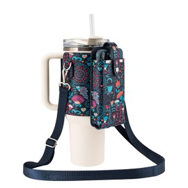 molshine Water Bottle Cover 30/40oz, Water Bottle Carrier Holder with Strap Pockets for Hiking Camping Travelling Walking DLK0042 (Paisley)