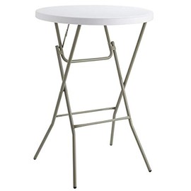 PRO&Family 32" Round Granite White Heavy Duty Blow Molded Bar Height Plastic Folding Table Perfect for Indoor, Outdoor, Wedding, Restaurant, School, Hospital, Backyard, Garden, Office