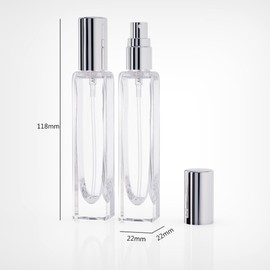 seafulee 15ml(1/2oz) Glass Perfume Bottles with Slivery Aluminum Spray, Refillable Travel-Size Set of 5, Portable Reusable Atomizer for Essential Oils, Fragrances, DIY Blends (Slivery cap)