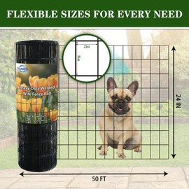 Black PVC Coated Chicken Wire Fencing 2 inchx3 inch 24inch x 50ft, 16GA Welded Wire Fence Garden Border Fencing Roll, Metal Wire Mesh for Yard Vegetable Protection Goat & Poultry Netting