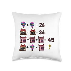 Bahaa's Tee Mathematical Funny Riddle Puzzles Game Graphic Cool Designs Throw Pillow, 16x16, Multicolor