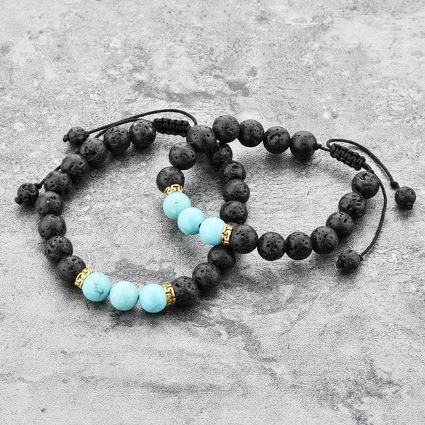 Mystiqs Kids and Adult Adjustable Matching Lava Rock Beaded Stone Bracelets Essential Oil Diffuser for Aromatherapy Ideal for Anti-Stress or Anti-Anxiety