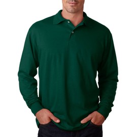 Jerzees Men's Jersey Long Sleeve Polo with SpotShield, Forest Green, X-Large