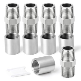 TAISHER 10PCS 304 Stainless Steel Pipe Fitting, Hex Nipple, Coupling, 1/2 x 1/2 BSP Male Thread Pipe, 1/2 x 1/2 BSP Female Thread Pipe